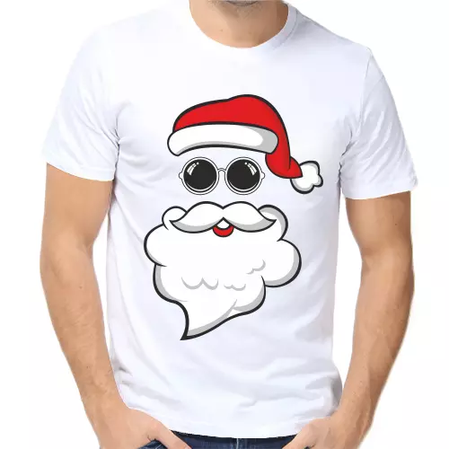 Новогодняя мужская футболка белая дед мороз