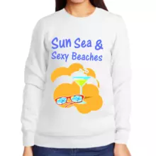 Свитшот женский белый sun sea sexy beaches