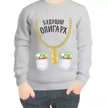 Свитшот детский для мальчика серый будущий олигарх 1
