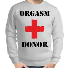 Серые Мужские свитшоты с принтом orgasm donor