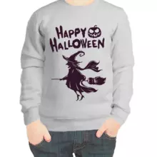 Свитшот детский серый happy halloween
