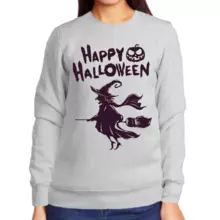 Свитшот женский серый happy halloween
