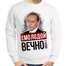 Свитшот мужской серый с Путиным вечно молодой вечно с нами