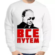 Свитшот мужской серый с Путиным в очкам все путем