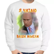 Свитшот мужской серый с Путиным я читаю ваши мысли 2