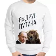 Свитшот мужской серый с Путиным я друг Путина