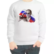 Свитшот детский белый Путин в очках