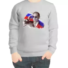 Свитшот детский серый Путин в очках
