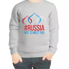 Свитшот детский серый Russia nice to meet you