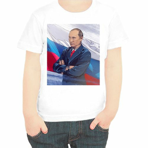 Футболка детская Путин на фоне флага