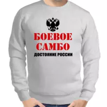 Свитшот мужской серый боевое самбо достояние россии