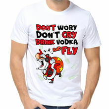 Прикольные новогодние футболки Dont worry dont cry drink vodka and fly