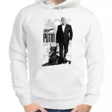 Толстовка унисекс белая с Путиным 001 president Putin
