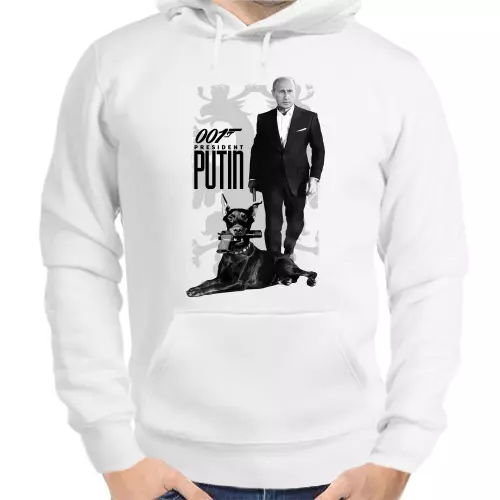 Толстовка унисекс белая с Путиным 001 president Putin