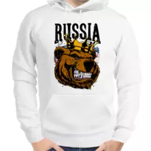 Толстовка унисекс белая Russia с медведем