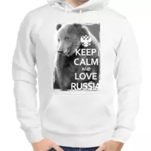 Толстовка унисекс белая keep calm and love Russia