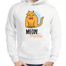 Парная толстовка мужская белая meow meow  