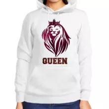 Парная толстовка белая женская queen со львом  