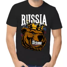 Футболки с русской символикой Russia с медведем