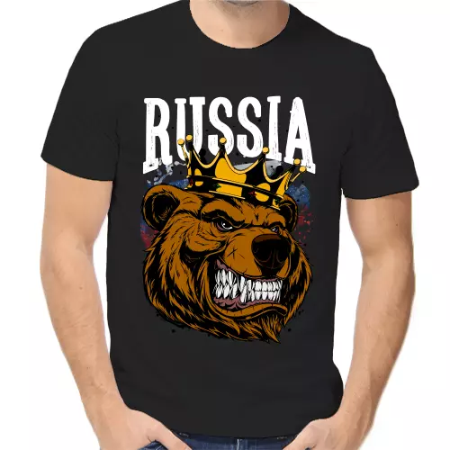 Футболки с русской символикой Russia с медведем