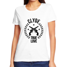 Парные рисунки на футболках клайд true love  