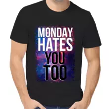 Футболка унисекс черная Monday hates you too