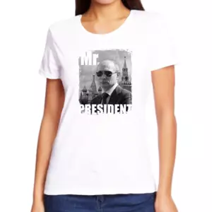 Женские футболки с Путиным В очках mr. President