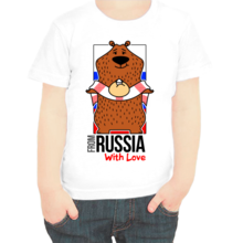 Футболка детская from Russia with love медведь с хлебом