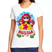 Женские футболки Russia с тремя матрешками