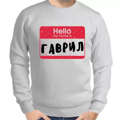 Толстовка мужская серая hello mu name is Гаврил