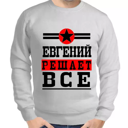 Толстовка мужская серая Евгений решает всё