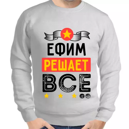 Толстовка мужская серая Ефим решает всё 1