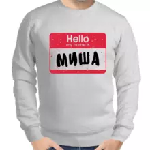 Толстовка мужская серая hello my name is Миша