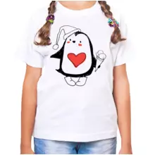 Новогодняя футболка для семьи для дочери с пингвином