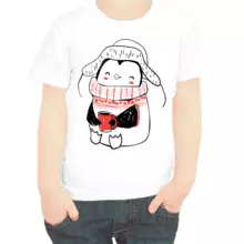 Новогодняя футболка для семьи для сына с пингвином