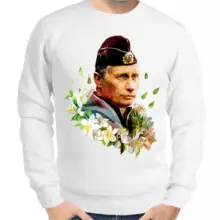 Свитшот мужской серый Путин в цветах