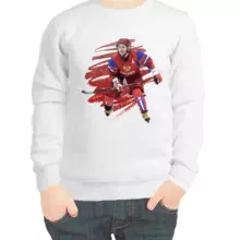 Свитшот детский белый с Путиным хоккеистом 3