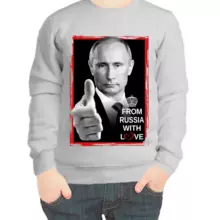 Свитшот детский серый с Путиным from Russia with love