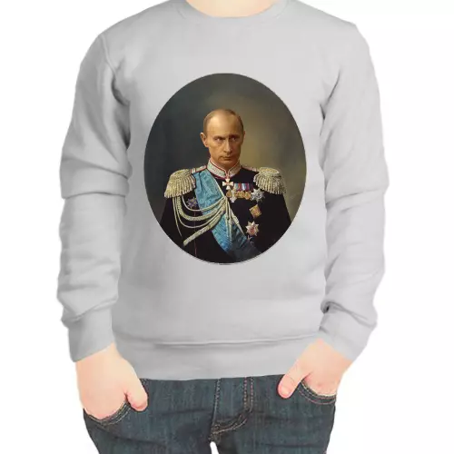 Свитшот детский серый портрет Путина