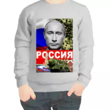 Свитшот детский серый с Путиным Россия