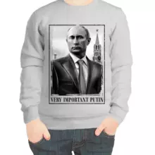 Свитшот детский серый с Путиным very important