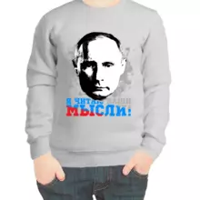 Свитшот детский серый с Путиным я читаю ваши мысли 3