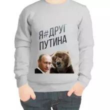 Свитшот детский серый с Путиным я друг Путина