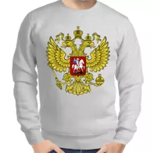 Свитшот мужской серый с гербом России