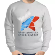 Свитшот мужской серый моя гордость Россия