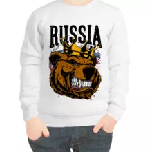 Свитшот детский белый Russia с медведем