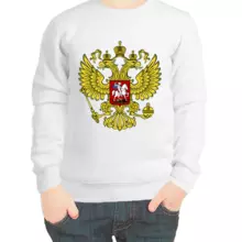Свитшот детский белый с гербом России