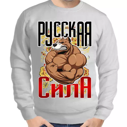 Свитшот мужской серый русская сила