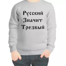 Свитшот детский серый русский значит трезвый