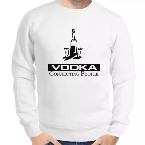Свитшот мужской белый vodka connecting people